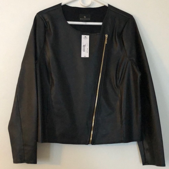 Worthington Black Faux Leather Jacket NWT L - Picture 1 of 4